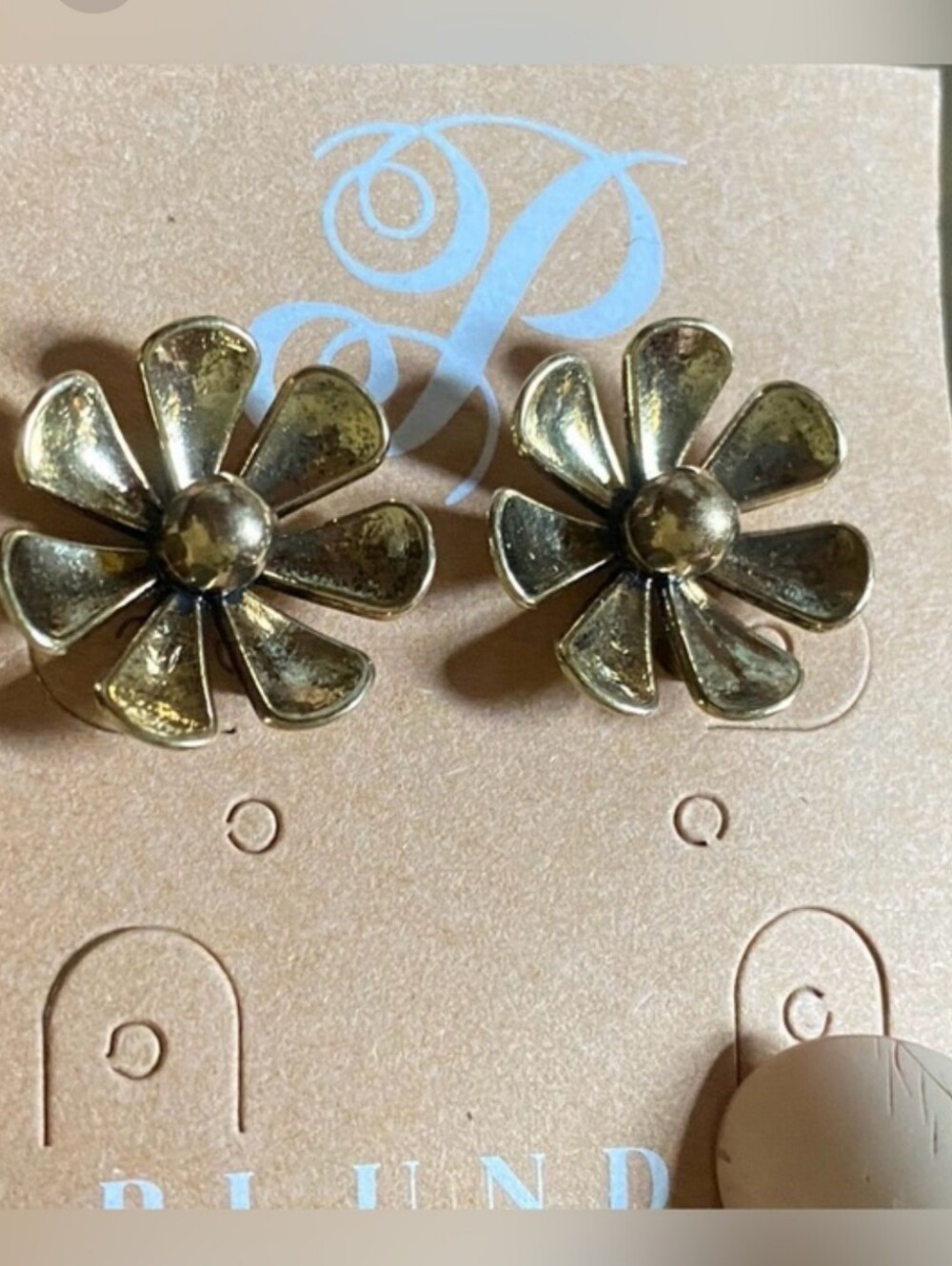 Plunder Gold-tone Flower Petal Stud Earrings